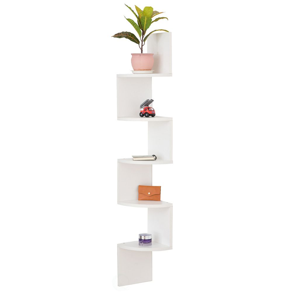 Basicwise 5 Tier Wall Mount Corner Shelf, White The Home Depot Canada