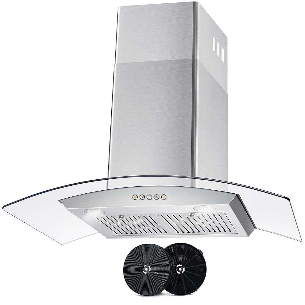 Cosmo 36 in. Ductless Wall Mount Range Hood in Stainless Steel with LED