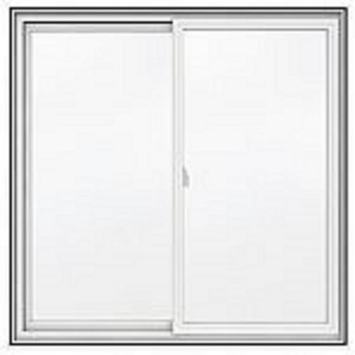 JELD-WEN Windows & Doors 36"x36" Frame, 5000 Series White Vinyl Double Sliding Window, Obscure Glass Low-E Argon,  1/2 screen