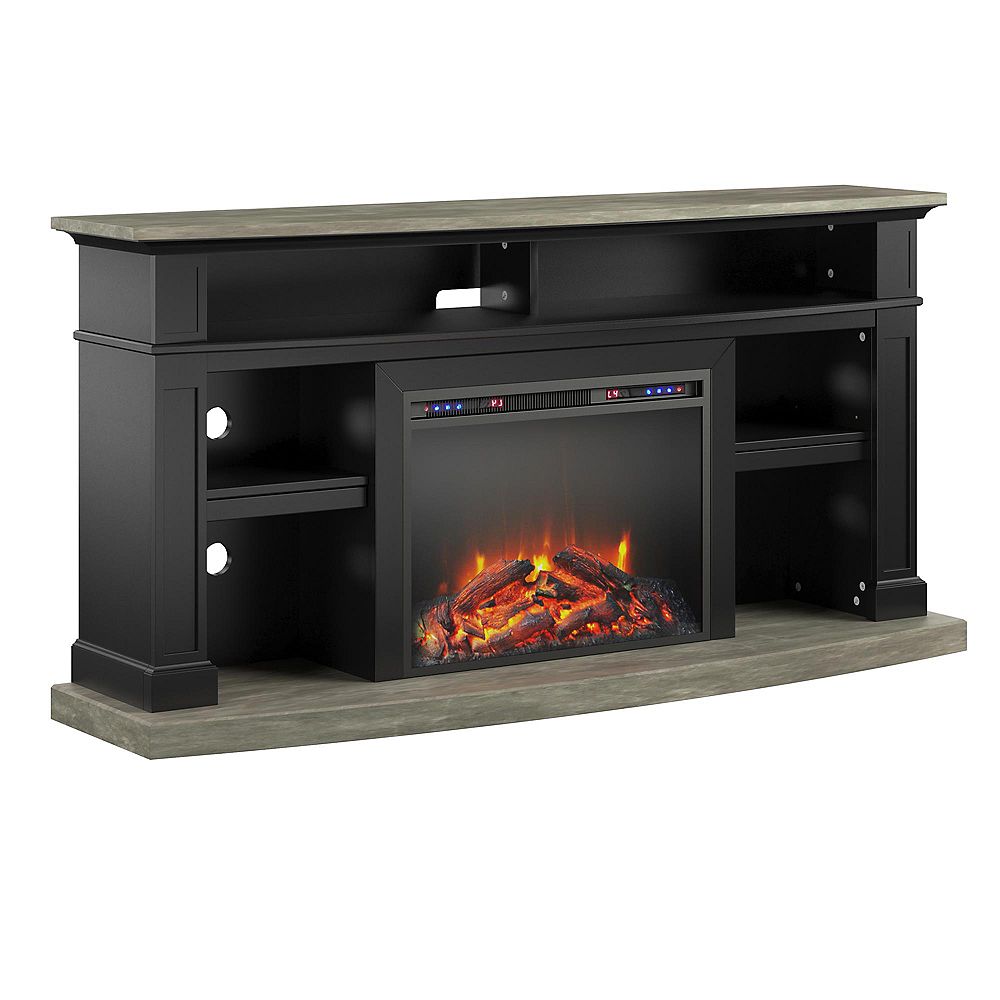 gold fireplace tv stand