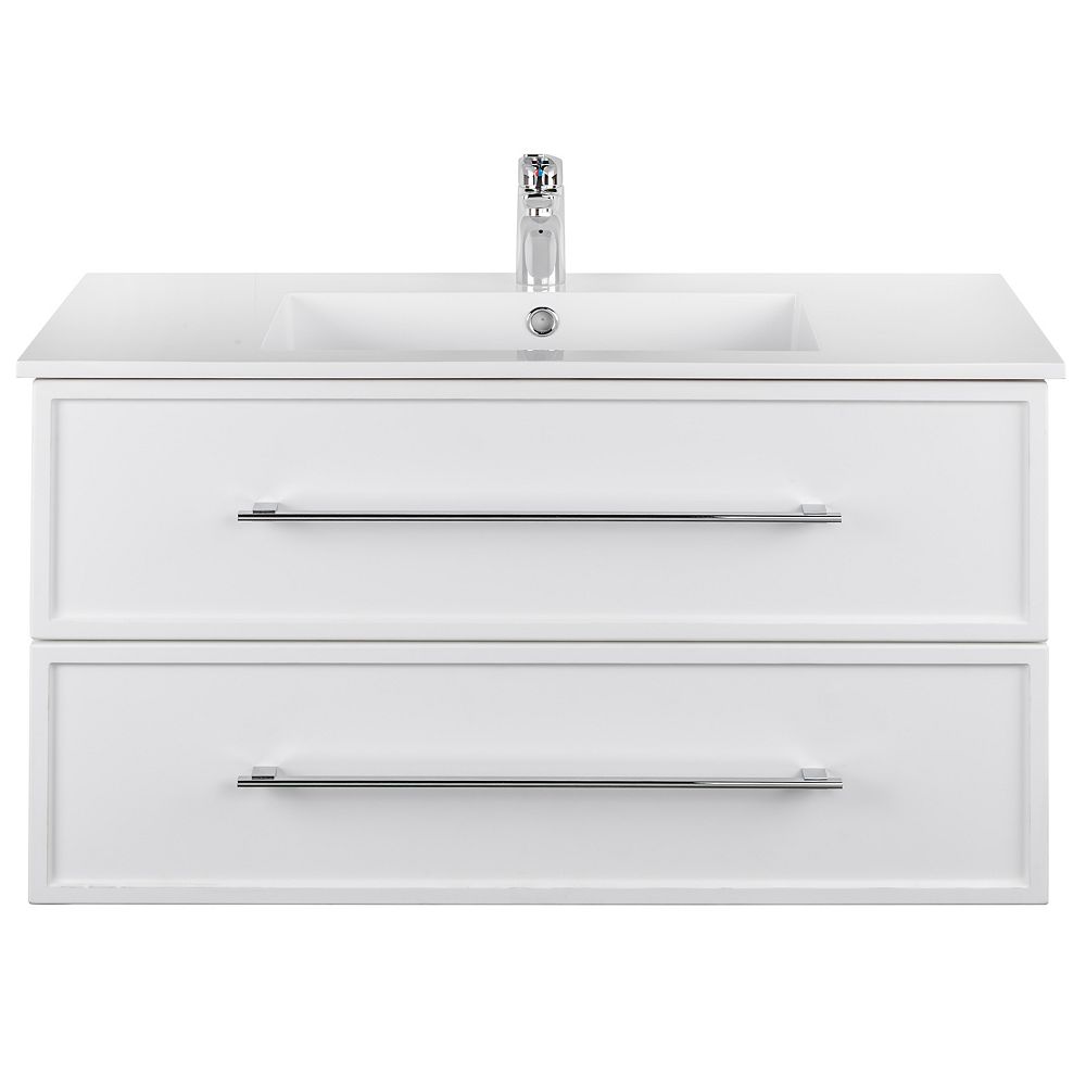 Cutler Kitchen Bath Milano 36 Inch W X 20 Inch H X 18 Inch D 2 Drw Single Sink Wall Moun The Home Depot Canada Cutler Kitchen Bath Milano 36 Inch W X 20 Inch H X 18 Inch D 2 Drw Single Sink Wall Moun The Home Depot Canada