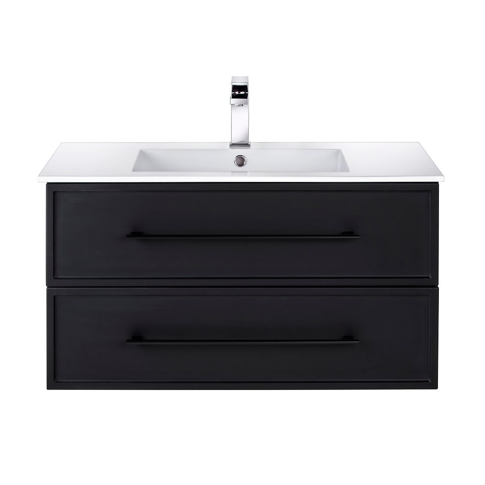 Cutler Kitchen Bath Milano 36 Inch W X 20 Inch H X 18 Inch D 2 Drw Single Sink Wall Moun The Home Depot Canada