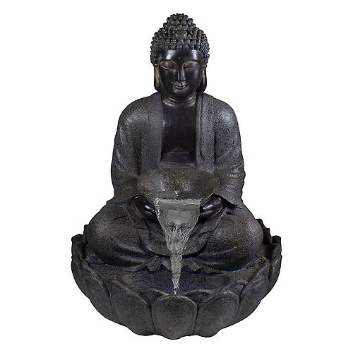 33.75" Beige Buddha Outdoor Garden Water Fountain