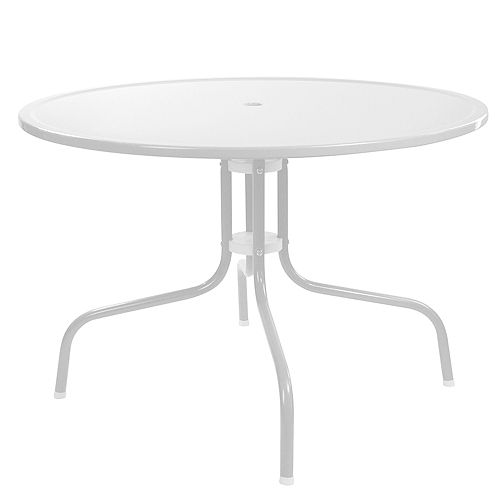 39.25-Inch Outdoor Retro Metal Tulip Dining Table  White