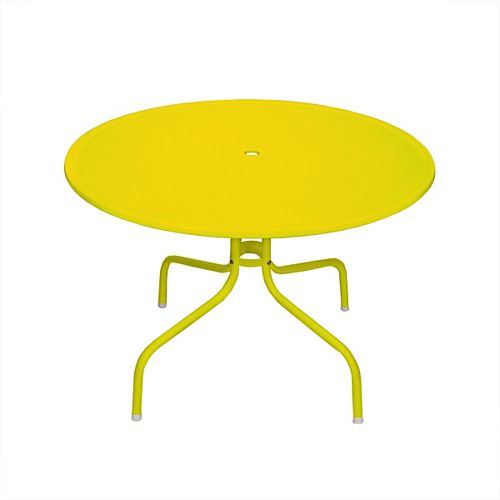 39.25-Inch Outdoor Retro Metal Tulip Dining Table  Yellow