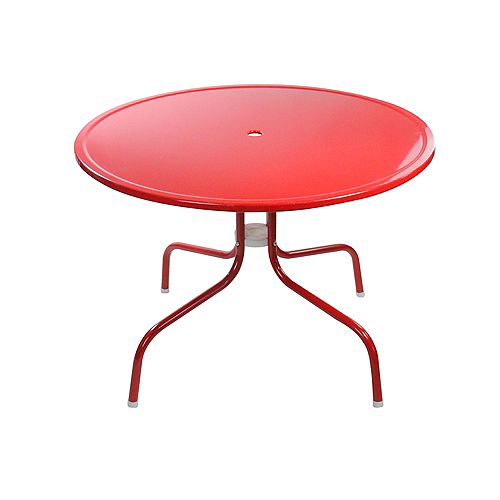 39.25-Inch Outdoor Retro Metal Tulip Dining Table  Red