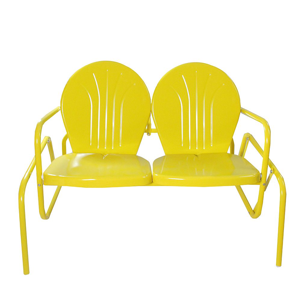 Northlight 47Inch Outdoor Retro Tulip Double Glider Chair Yellow The