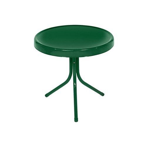 21.75-Inch Outdoor Retro Metal Tulip Side Table  Forest Green