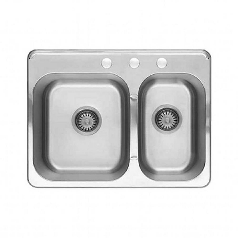 American Standard Colony 27x20 Top Mount Double Bowl Kitchen Sink The Home Depot Canada