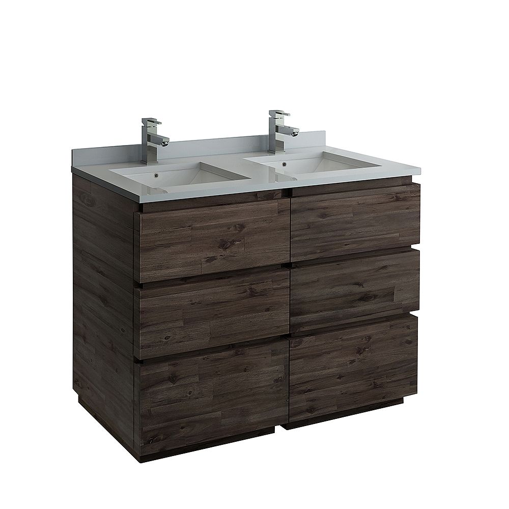 Fresca Formosa 46 Inch Freestanding Double Bathroom Vanity Only In Acacia The Home Depot Canada