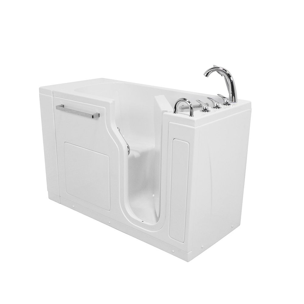 Ella SClass 53 inch x 28 inch WalkIn Soaking Bathtub in White, RHS