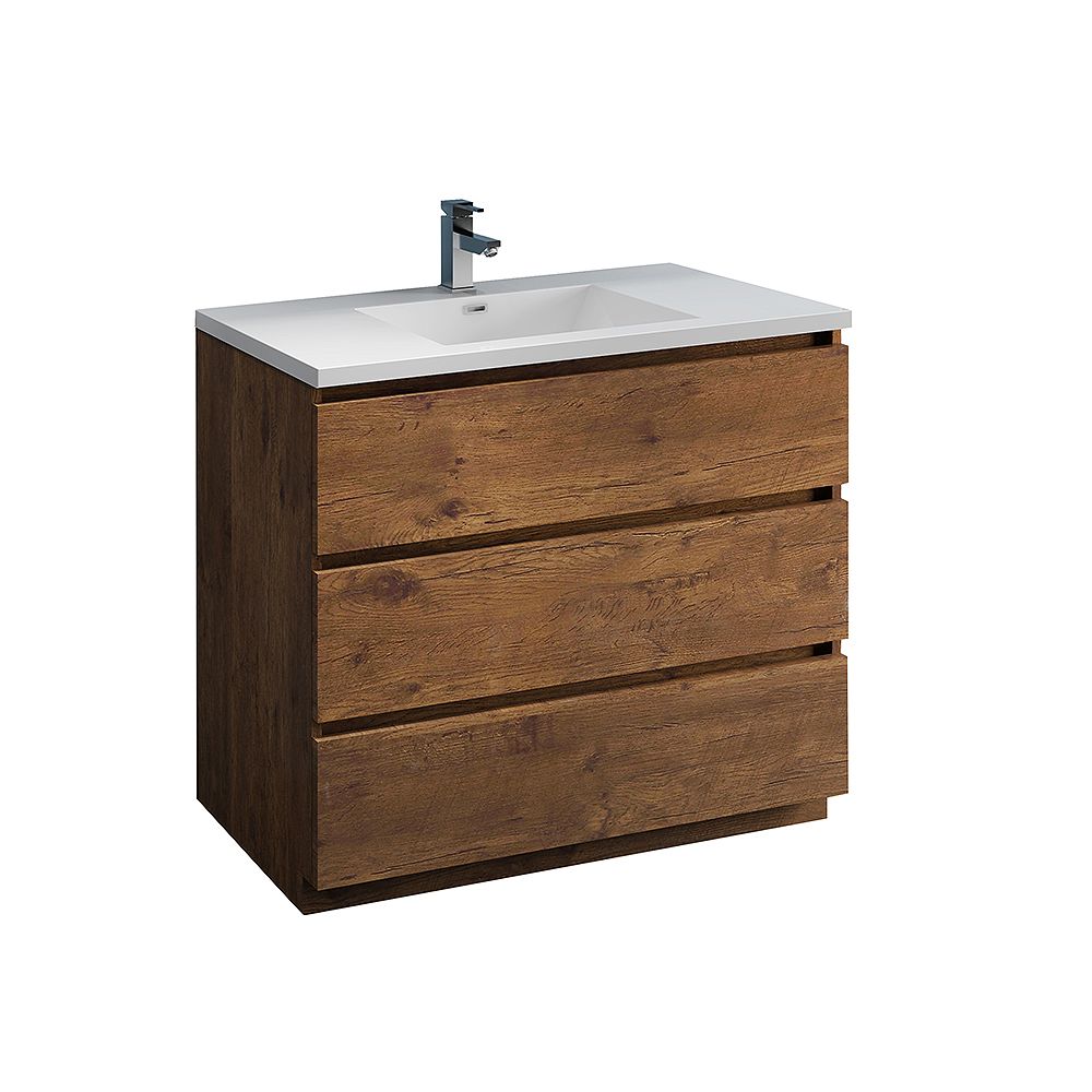 Fresca Lazzaro 40 Inch Free Standing Modern Bathroom Vanity In Rosewood With Acrylic Sink The Home Depot Canada