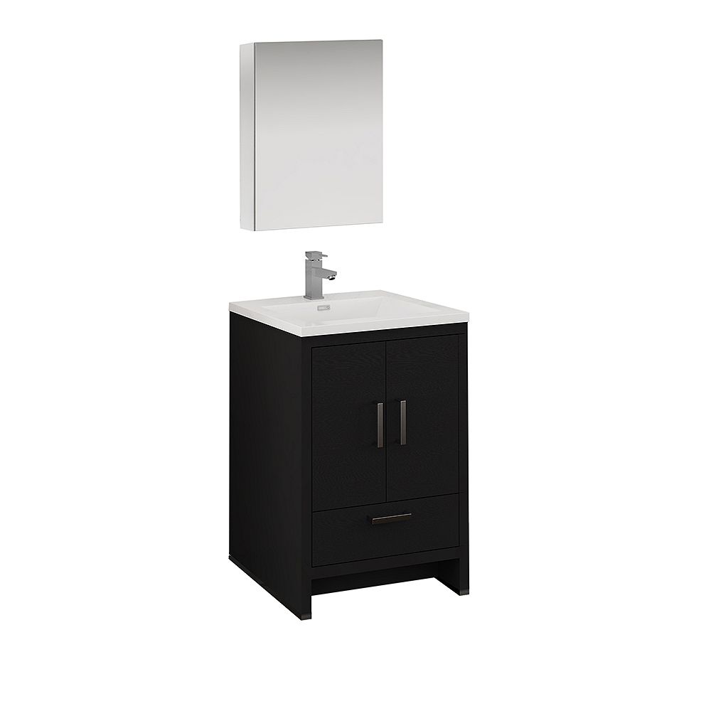 Fresca Imperia 24 Inch Dark Gray Oak Free Standing Bathroom Vanity With Acrylic Top And Me The Home Depot Canada