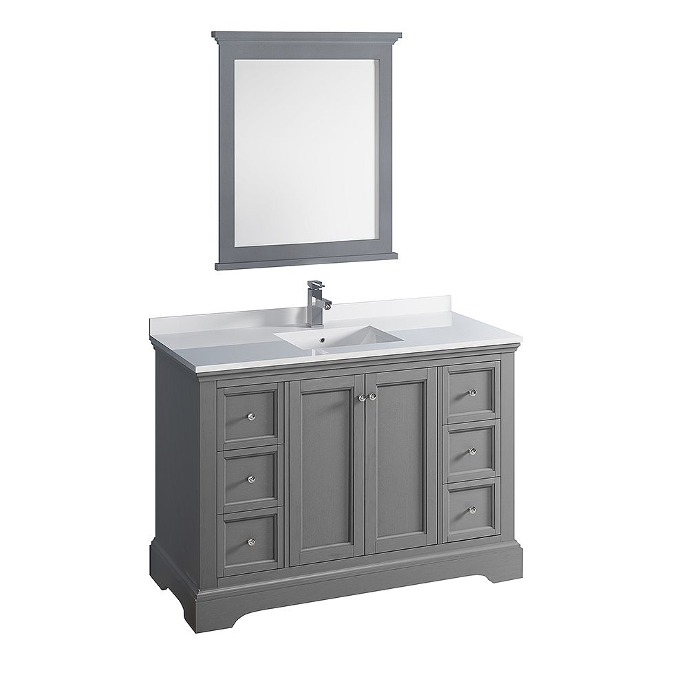 Fresca Windsor 48 inch Gray Textured Traditional Bathroom Vanity with