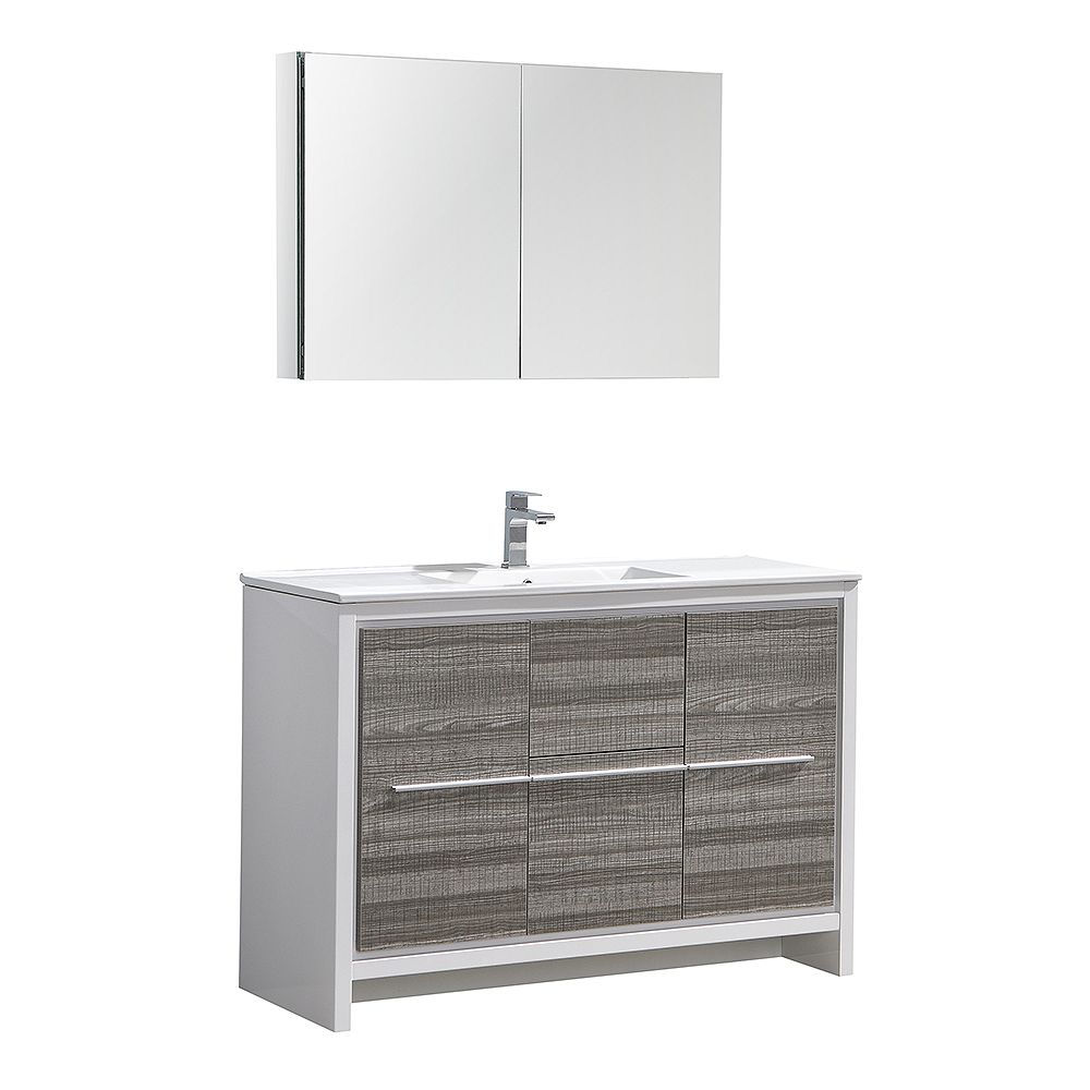 Fresca Allier Rio 48 Inch Ash Gray Single Sink Modern Bathroom Vanity With Top And Medicin The Home Depot Canada Fresca Allier Rio 48 Inch Ash Gray Single Sink Modern Bathroom Vanity With Top And Medicin The Home Depot Canada