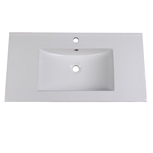 Torino 36 inch Ceramic Single Integrated Basin Vanity Top in White