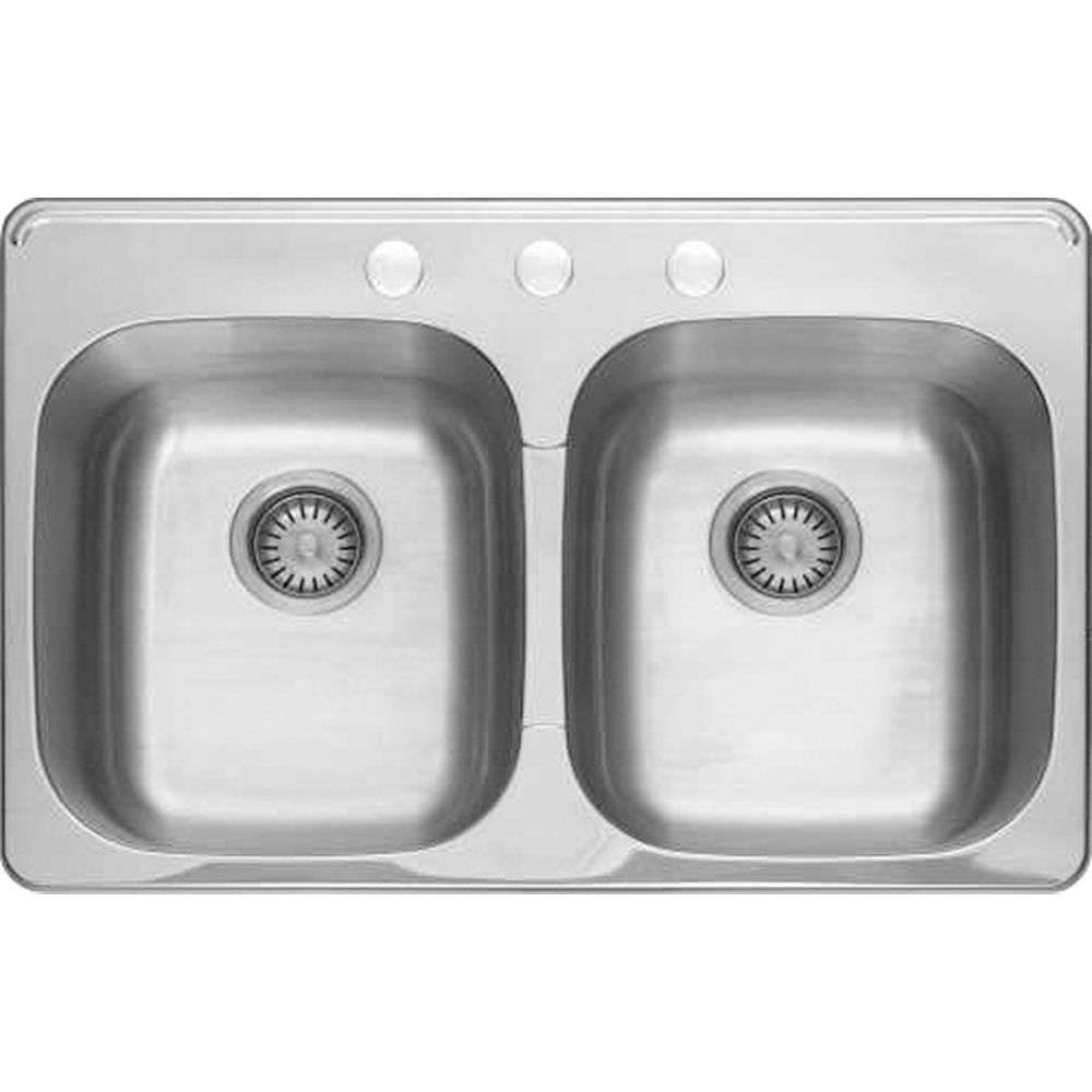 American Standard Colony 31x20 Top Mount Double Bowl Kitchen Sink The Home Depot Canada