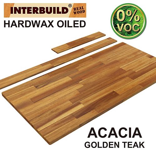 49 x 24 x 1 Acacia Hardwood Bathroom Vanity Countertop with Backsplash, Golden Teak Finish