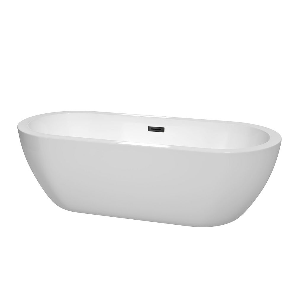 Wyndham Collection Soho 72 Inch Freestanding Bathtub In White With Matte Black Drain And O The Home Depot Canada