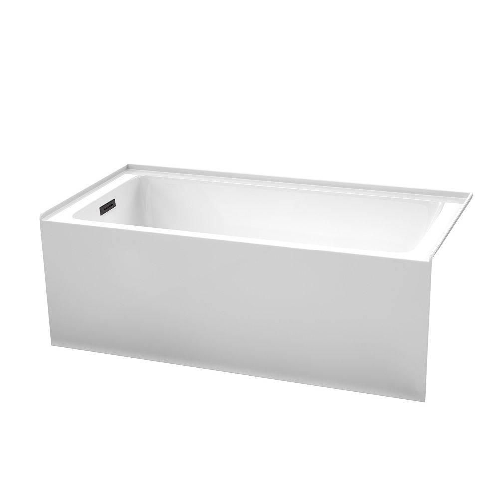 Wyndham Collection Grayley 60x30 inch Alcove Bathtub in White with Left