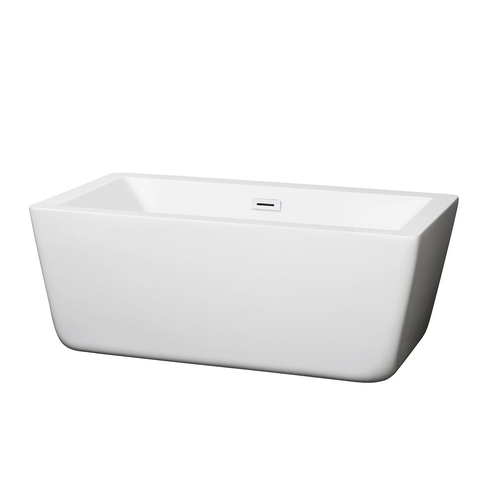 Wyndham Collection Laura 59 inch Freestanding Bathtub in White with ...