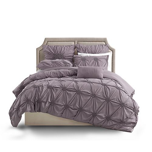 Floral Ruched Duvet Cover MAUVE FQ