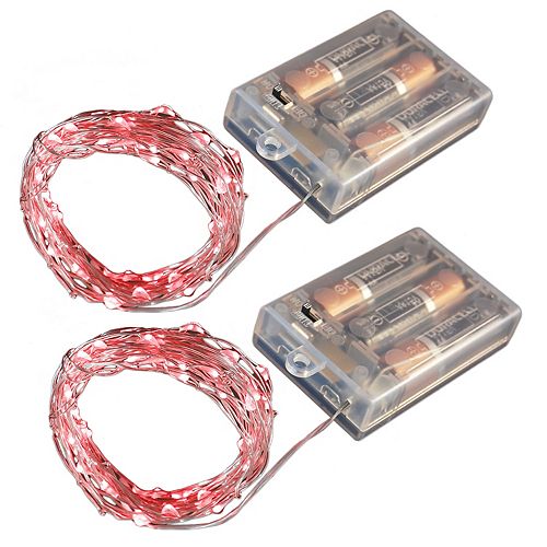 DuraLife Battery Operated LED Fairy String Lights- Red (set of 2)