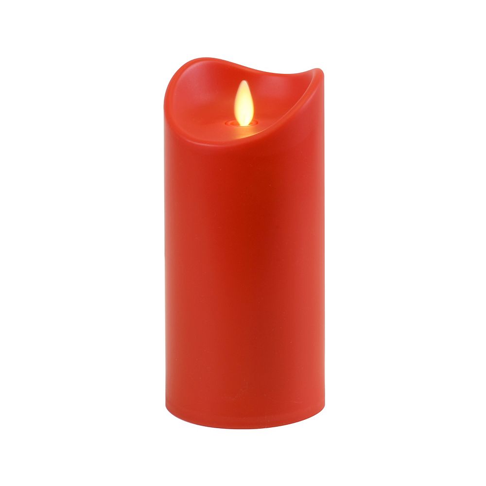 DuraLife Battery Operated 7" Red Pillar Candle with Moving Flame The