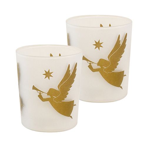 DuraLife Battery Operated Glass LED Candles - Gold Angels (set of 2)