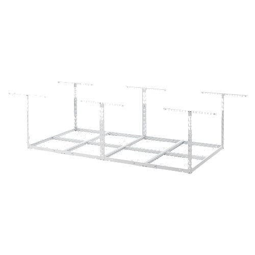 Gladiator GearLoft 48-inch W x 23-inch x 37-inch H x 96-inch L Overhead Garage Storage Rack in Hammered White