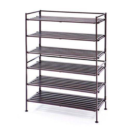 3-Tier Resin Slat Utility Shoe Rack (2-Pack), Espresso