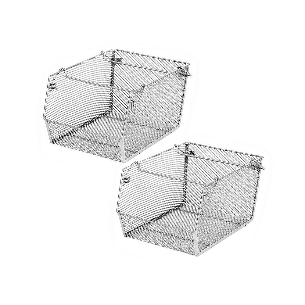 Vancouver Classics Large Mesh Stacking Storage Bin (2Pack), Platinum