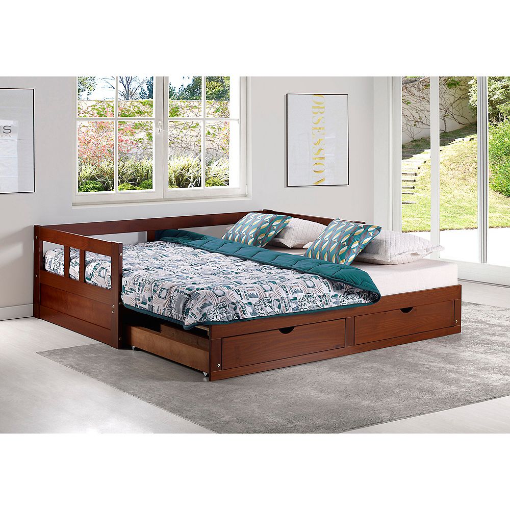 Alaterre Furniture Melody Twin to King Extendable Day Bed with Storage