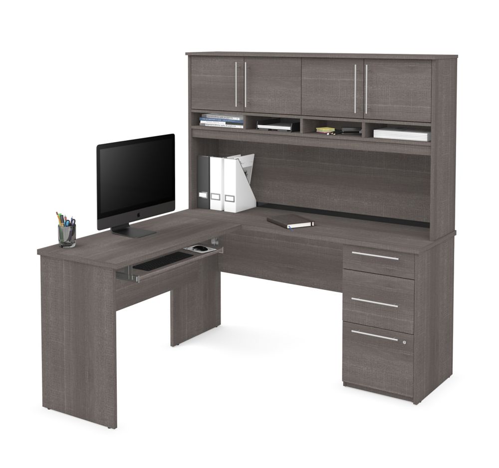 Bestar Innova Plus L-shaped Desk In Bark Gray | The Home Depot Canada