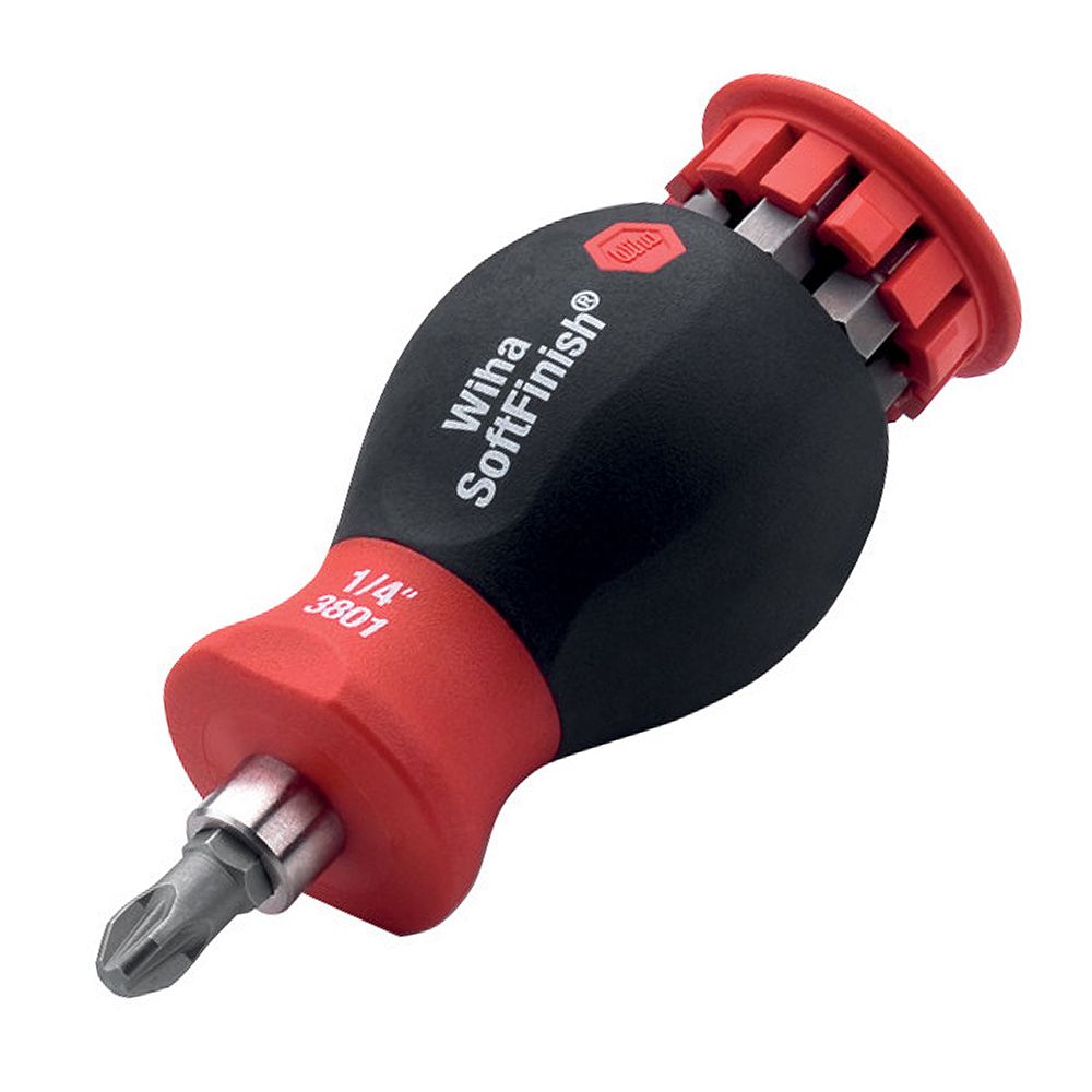 Wiha SoftFinish Cushion Grip Stubby 6in1 Multi Bit Screwdriver The