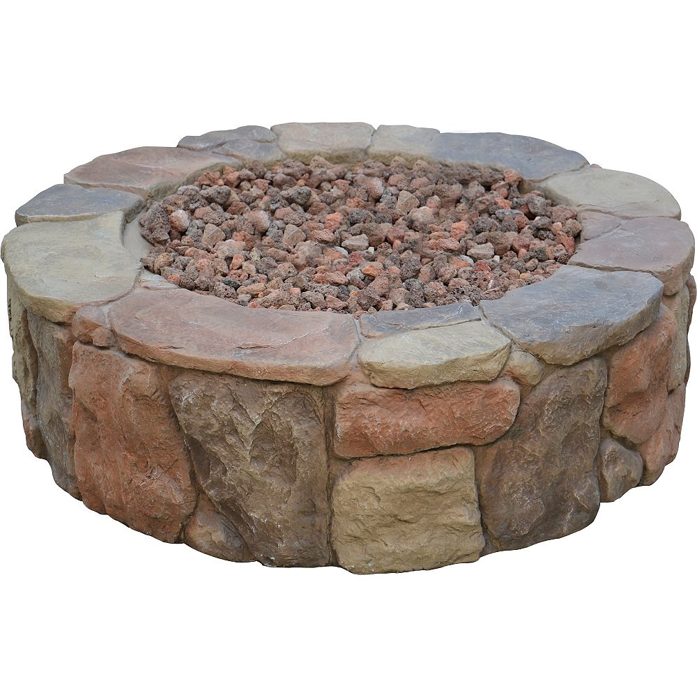 Round Envirostone Gas Fire Pit, Outdoor Gas Fire Pit Stone