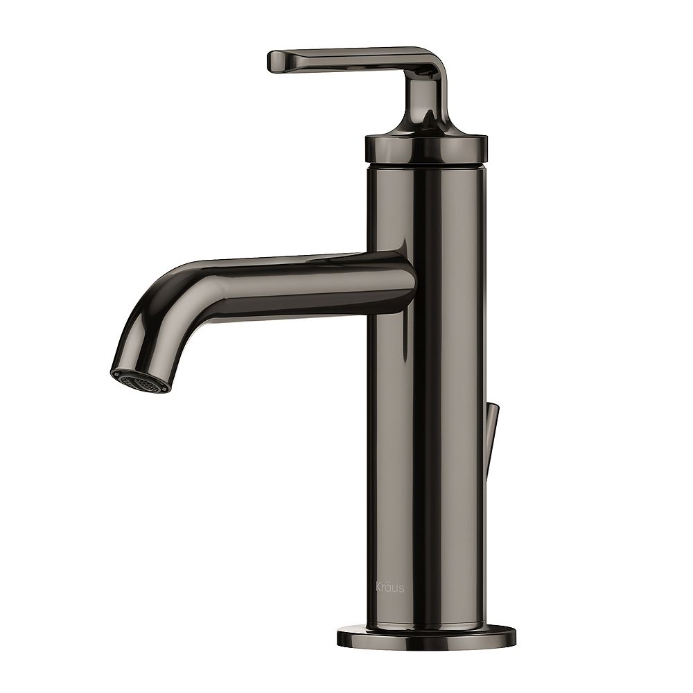 Kraus Ramus Single Handle Bathroom Sink Faucet With Lift Rod Drain In Gunmetal The Home Depot Canada