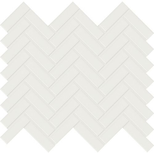 Metro 1-inch x 3-inch Herringbone White Gloss Porcelain Mosaics