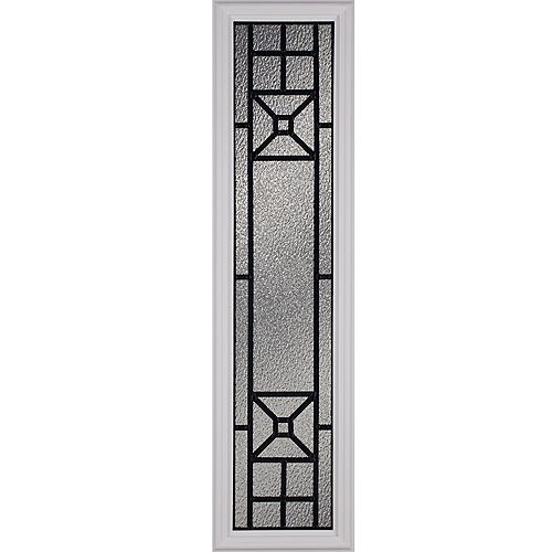 Courtyard Low-E Argon Glass with Patina Caming 8 in. x 36 in. x 1 in. Sidelight with White Frame