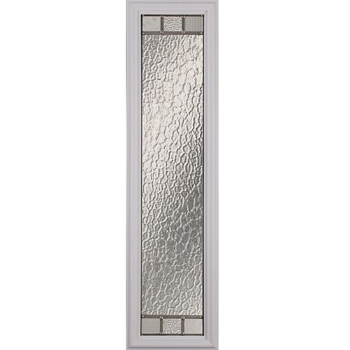 Jardin Low-E Argon Glass with Satin Nickel Caming 8 in. x 36 in. x 1 in. Sidelight with White Frame