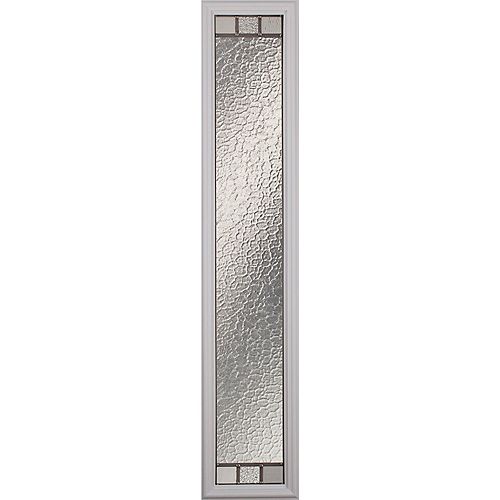 Jardin Low-E Argon Glass with Satin Nickel Caming 8 in. x 64 in. x 1 in. Sidelight with White Frame