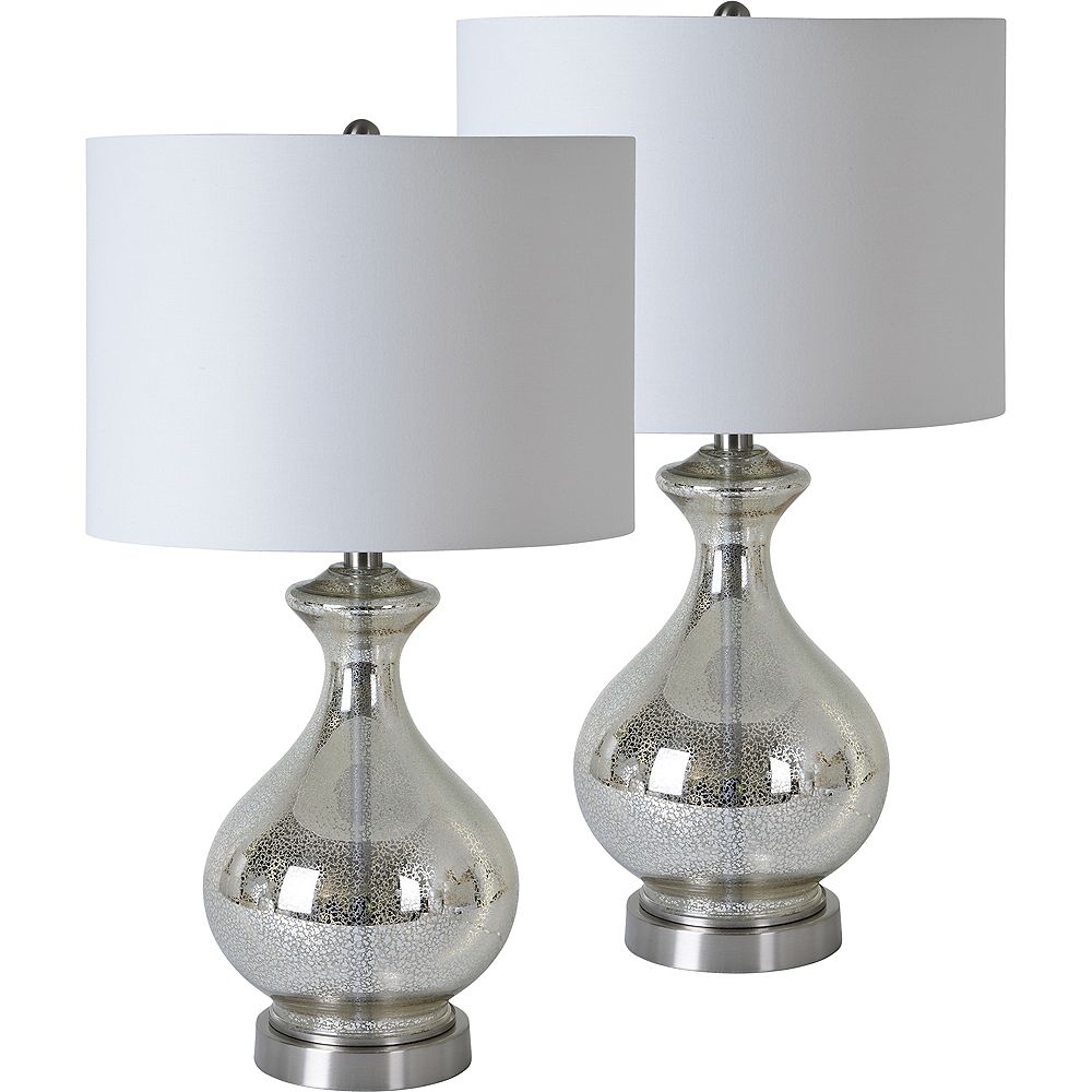 Table Lamp With White Cotton Shade, Home Depot Table Lamps For Living Room
