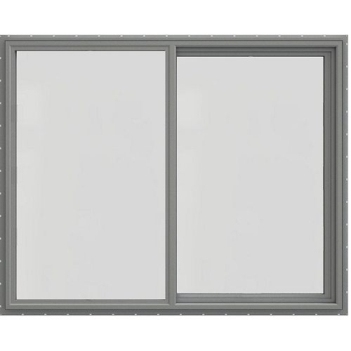 JELD-WEN Windows & Doors 36""x36"" RSO, 3500 Series Vinyl Sliding Window,  Steele Grey Exterior, Low-E, Argon, screen