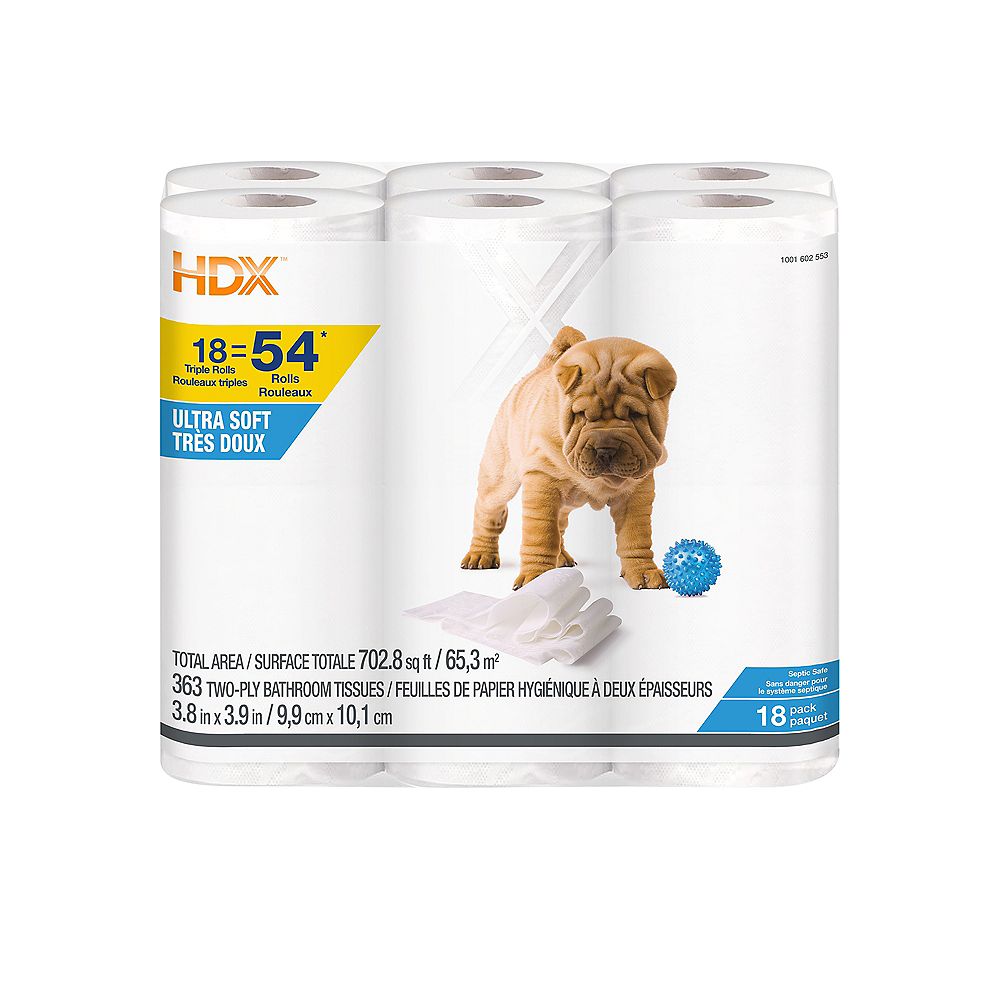 HDX HDX Triple Roll Ultra Soft Bath Tissue (18 Rolls) The Home Depot