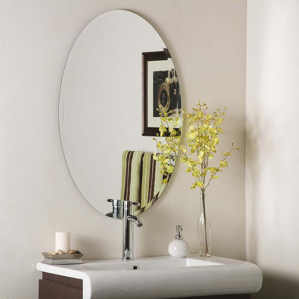 Decor Wonderland 36 Inch X 24 Oval Helmer Frameless Wall Mirror With Bevelled Edge A The Home Depot Canada Decor Wonderland 36 Inch X 24 Oval, Large Bevelled Edge Oval Mirror