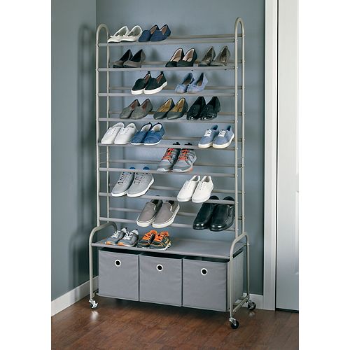 High Capacity Rolling Shoe Tower w Bins