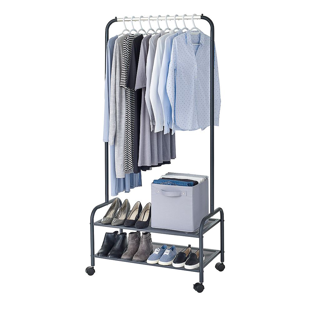 Neatfreak Heavy Duty Steel Garment Rack with Shelves and Caster Wheels