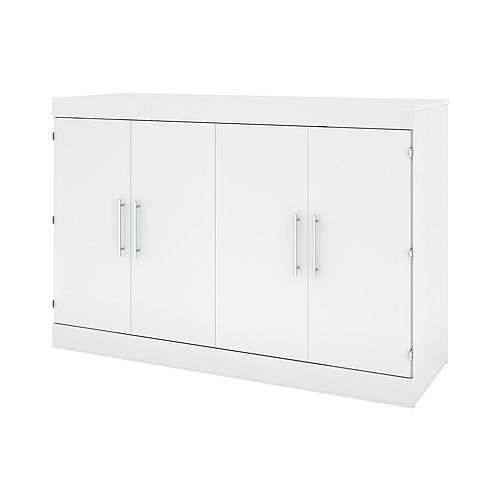 Nebula 67W Queen Cabinet Bed with Mattress - White