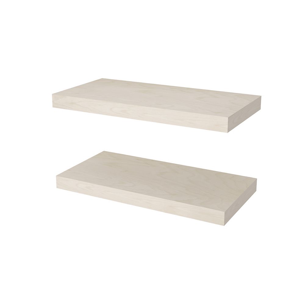 Bestar Universel Set of 24W x 12D Floating Shelves Natural Yellow
