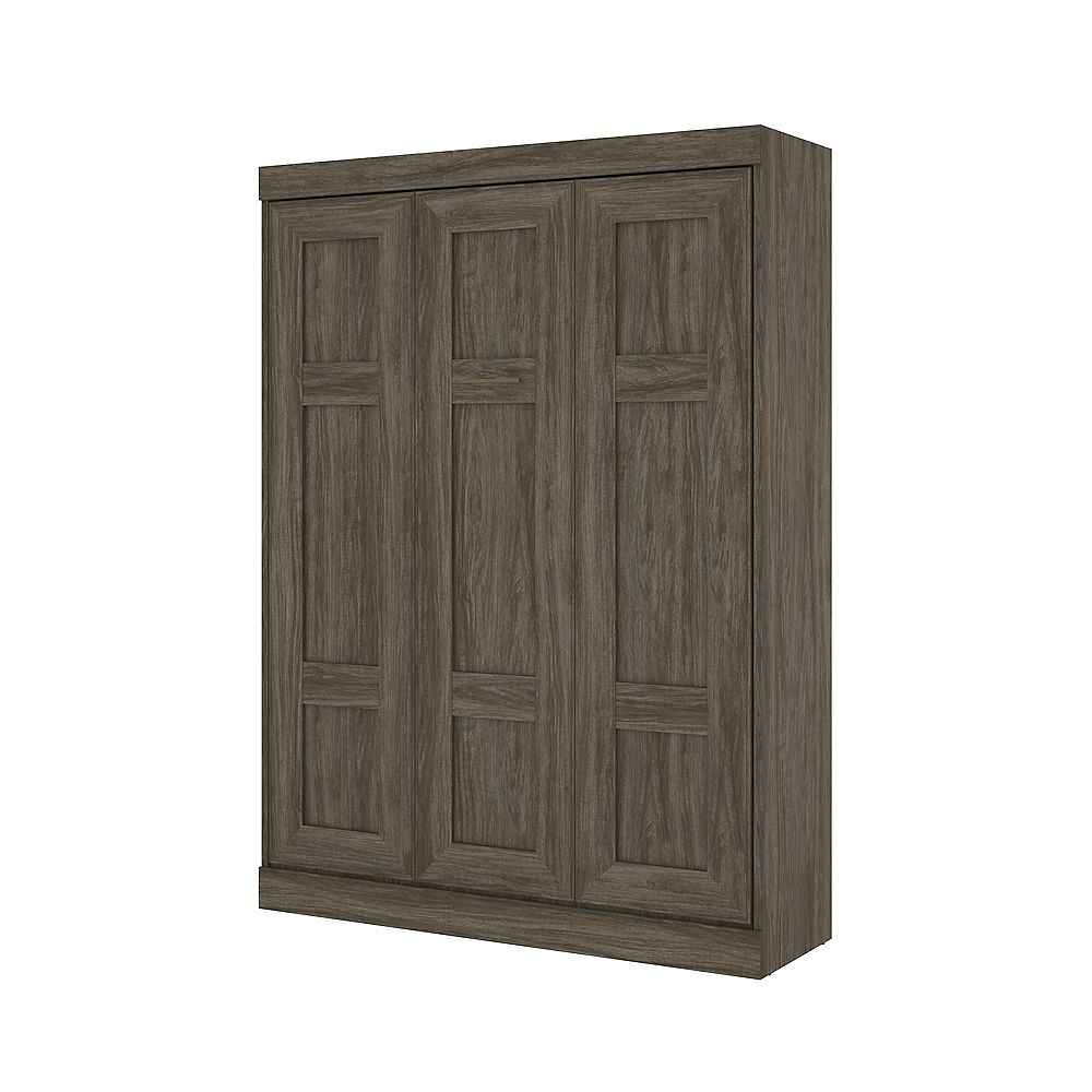 Bestar Edge 65W Queen Murphy Bed Walnut Grey The Home Depot Canada